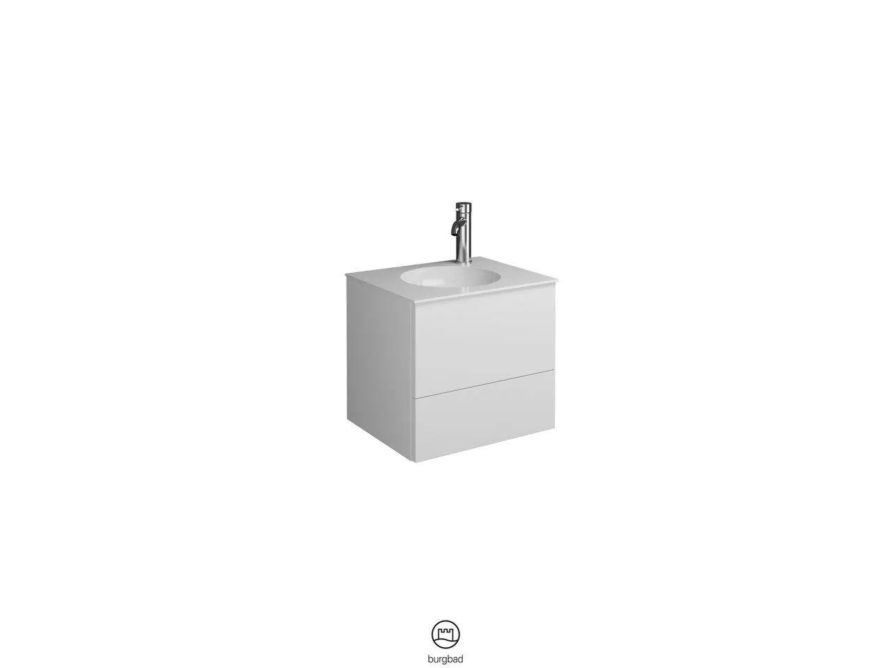burgbad Coco Mineralguss-Waschtisch inkl. Waschtischunterschrank, 406 mm hoch, 373x450 mm, PG2