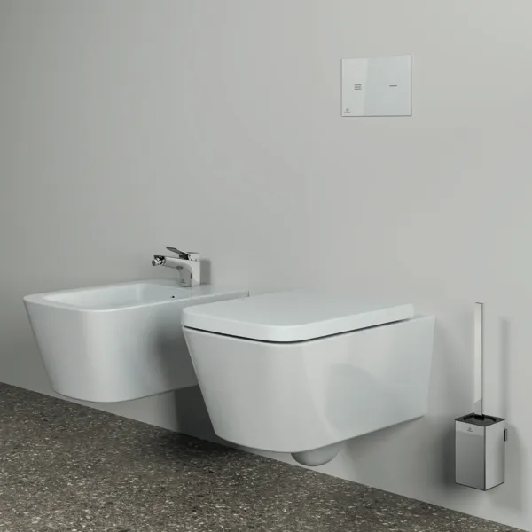 Ideal Standard Toilettenbürstengarnitur „ConcaCube“ 8,1 × 40,3 cm in Chrom, Befestigung verdeckt