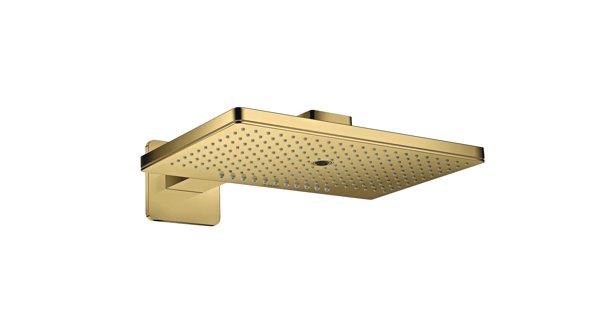 Hansgrohe AXOR ShowerSolutions Kopfbrause 460⁄300 3jet mit Brausearm und softsquare Rosette, Polished Gold Optic