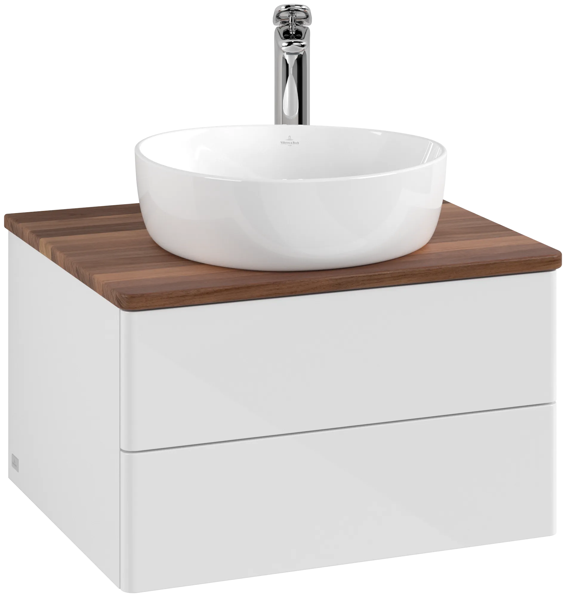 Villeroy & Boch Antao Waschbeckenunterschrank K18_5, 600x360x500 mm, Glossy White Lacquer / Warm Walnut