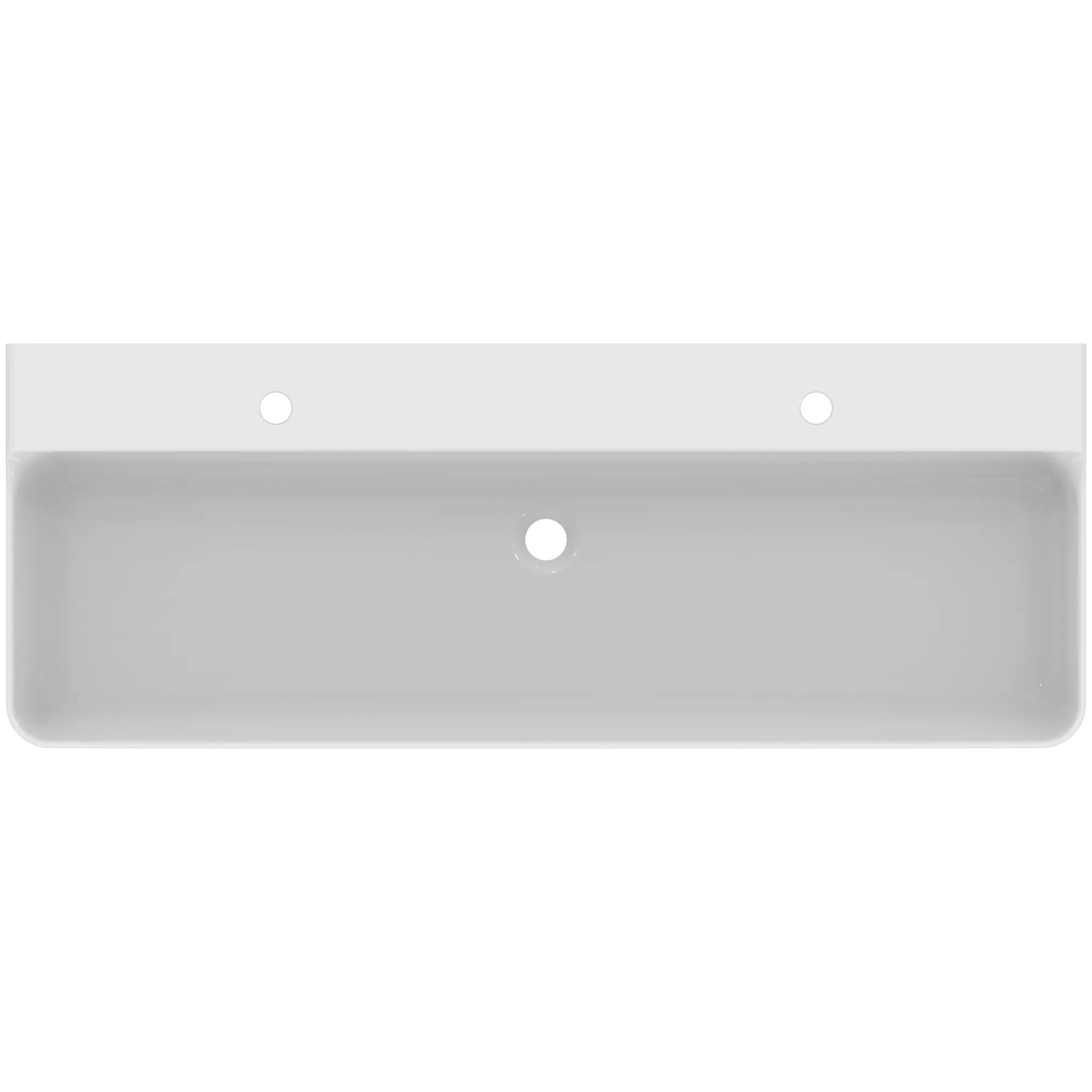 Waschbecken „Conca“ 120 × 45 × 14,5 cm, Hahnlochposition links und rechts in Weiß