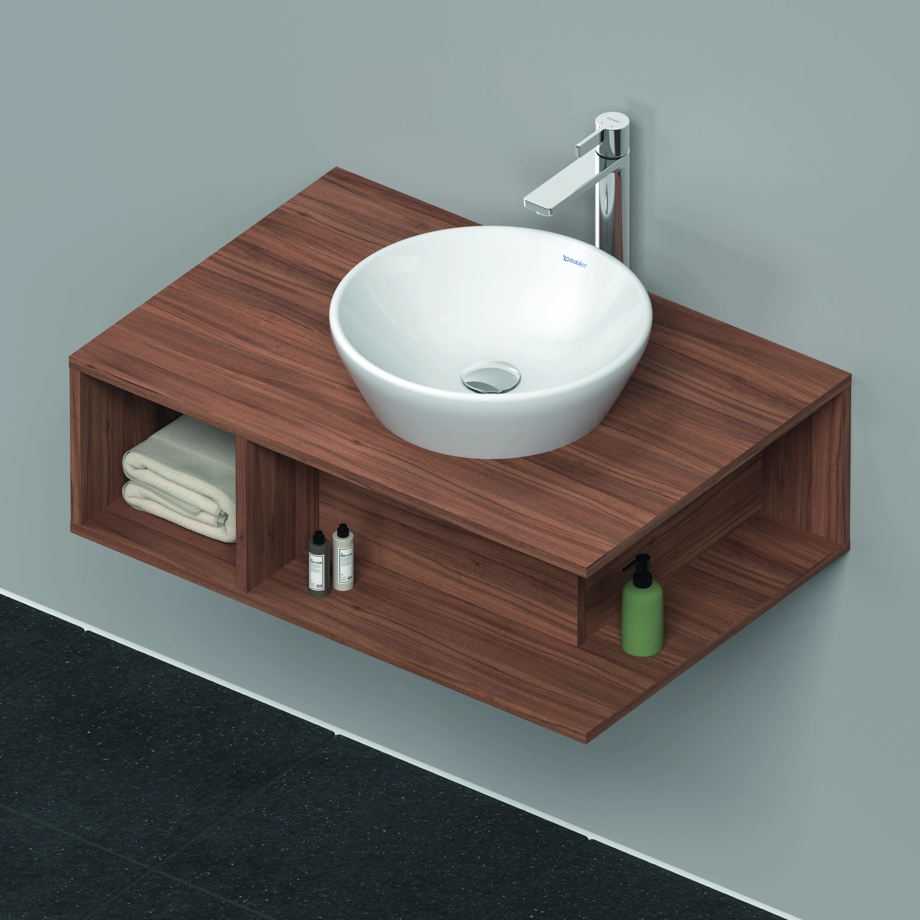 Duravit Waschtischunterschrank wandhängend „D-Neo“ 80 × 26 × 55 cm Nussbaum Natur