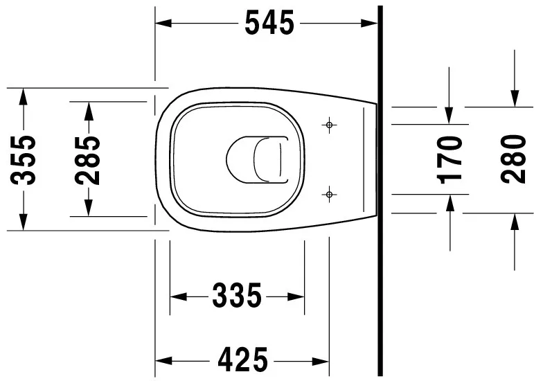 Wand-Tiefspül-WC „D-Code“ 35,5 × 36 × 54,5 cm, mit Spülrand, Abgang waagerecht