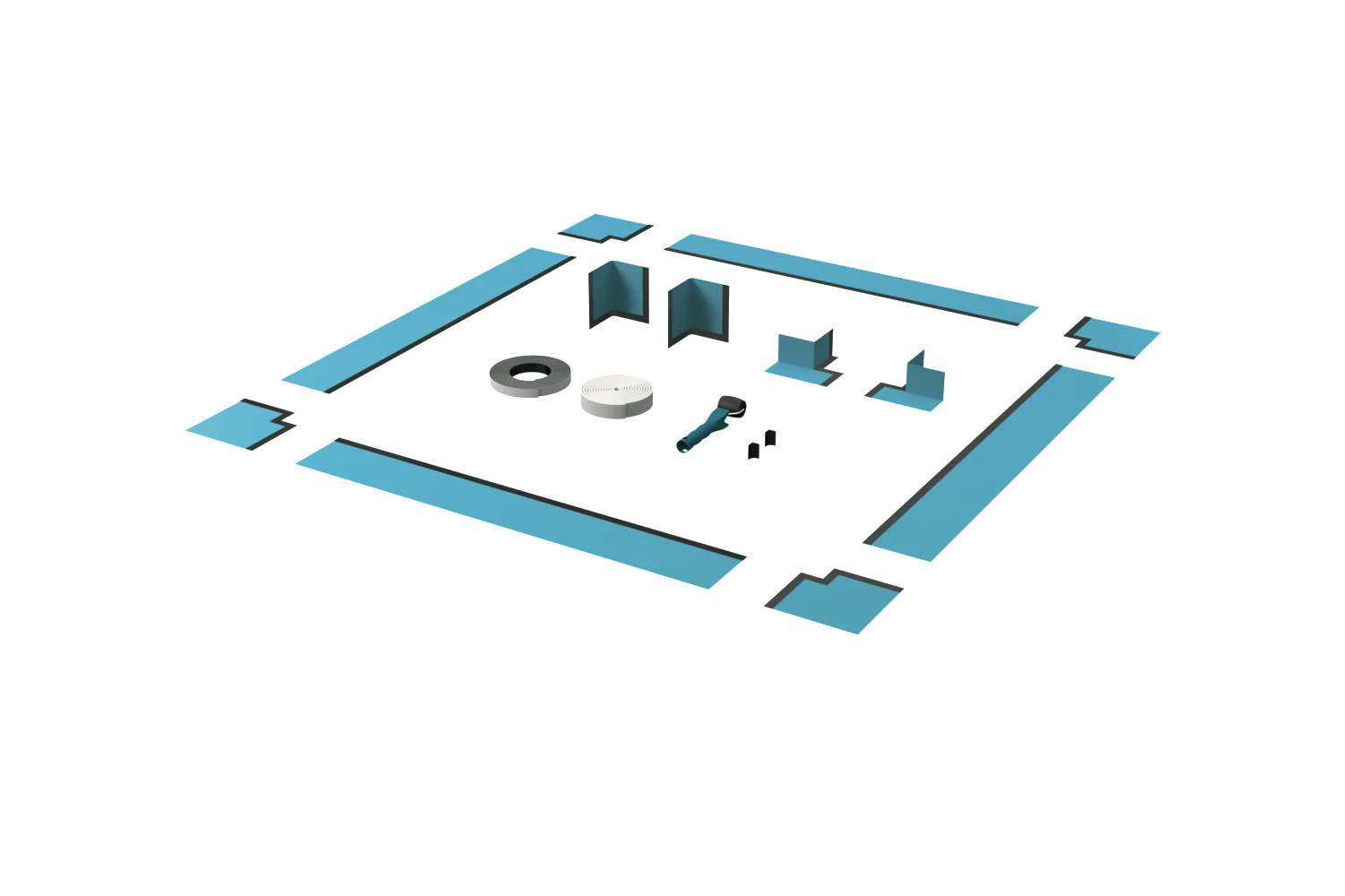 Bette Dichtsystem für Duschwannen mit Minimum-Wannenträger 200 × 15 cm