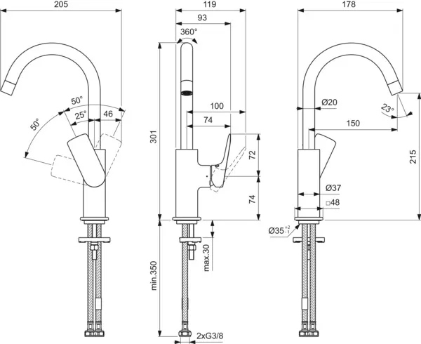 Einhand-Waschtischarmatur „Ceralife C“ Ausladung 150 mm Einhand-Waschtischarmatur „Ceralife C“ Ausladung 150 mm