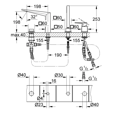 Grohe Allure Brilliant 4-Loch-Einhand-Wannenkombination 29405, chrom Grohe Allure Brilliant 4-Loch-Einhand-Wannenkombination 29405, chrom