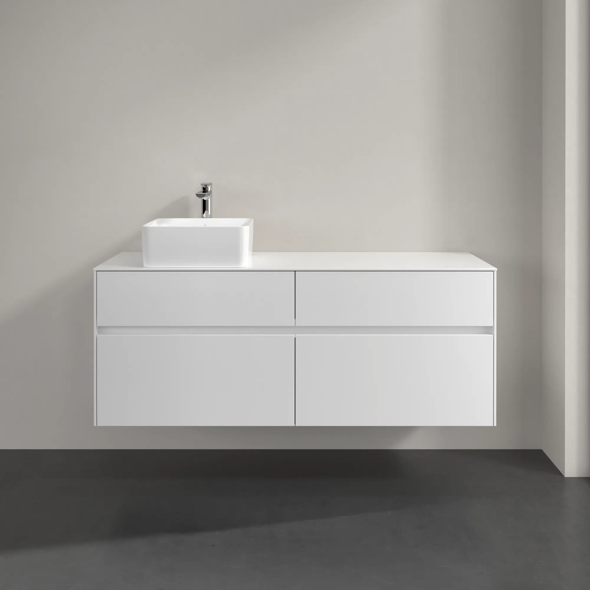 Villeroy & Boch Waschtischunterschrank „Collaro“ 1400 × 548 × 500 mm Glossy White, ohne Beleuchtung, für Becken links