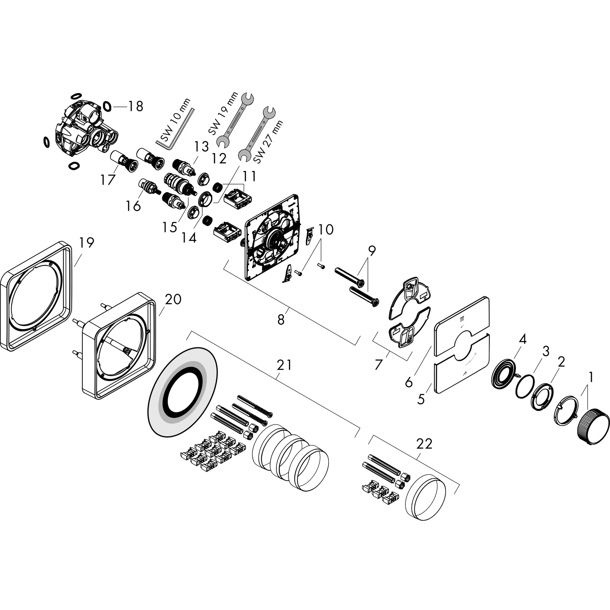AXOR ShowerSelect ID Thermostat Unterputz softsquare für 2 Verbraucher Chrom AXOR ShowerSelect ID Thermostat Unterputz softsquare für 2 Verbraucher Chrom