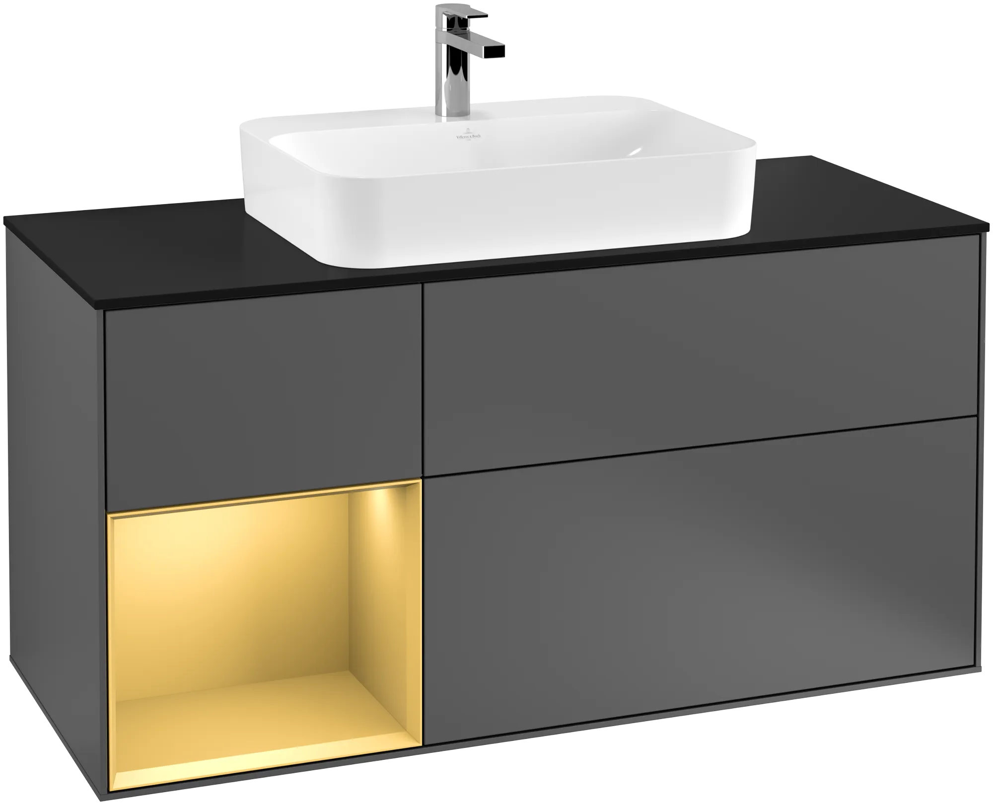 Villeroy & Boch Waschtischunterschrank „Finion“ für Schrankwaschtisch 1200 × 603 × 501 mm Anthracite Matt Lacquer, für Becken mittig