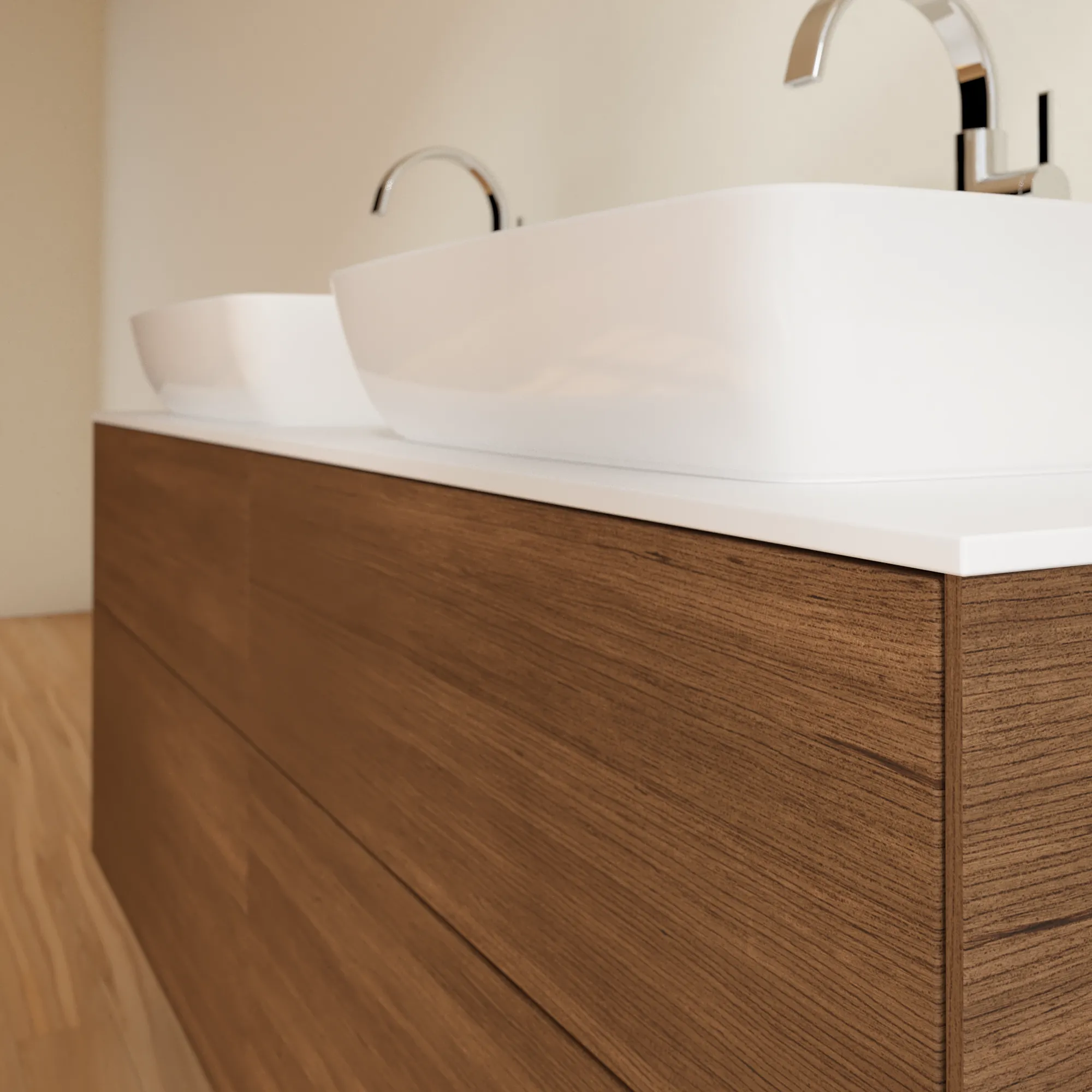 Villeroy & Boch Waschtischunterschrank „Finion“ für Schrankwaschtisch 1600 × 603 × 501 mm Walnut Veneer, für links und rechts, mit Hahnlochbohrung Villeroy & Boch Waschtischunterschrank „Finion“ für Schrankwaschtisch 1600 × 603 × 501 mm Walnut Veneer, für links und rechts, mit Hahnlochbohrung