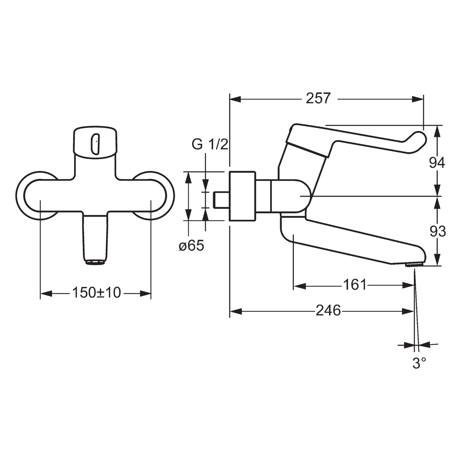 Einhand-Waschtischarmatur „Medipro“ Ausladung 246 mm in Chrom Einhand-Waschtischarmatur „Medipro“ Ausladung 246 mm in Chrom