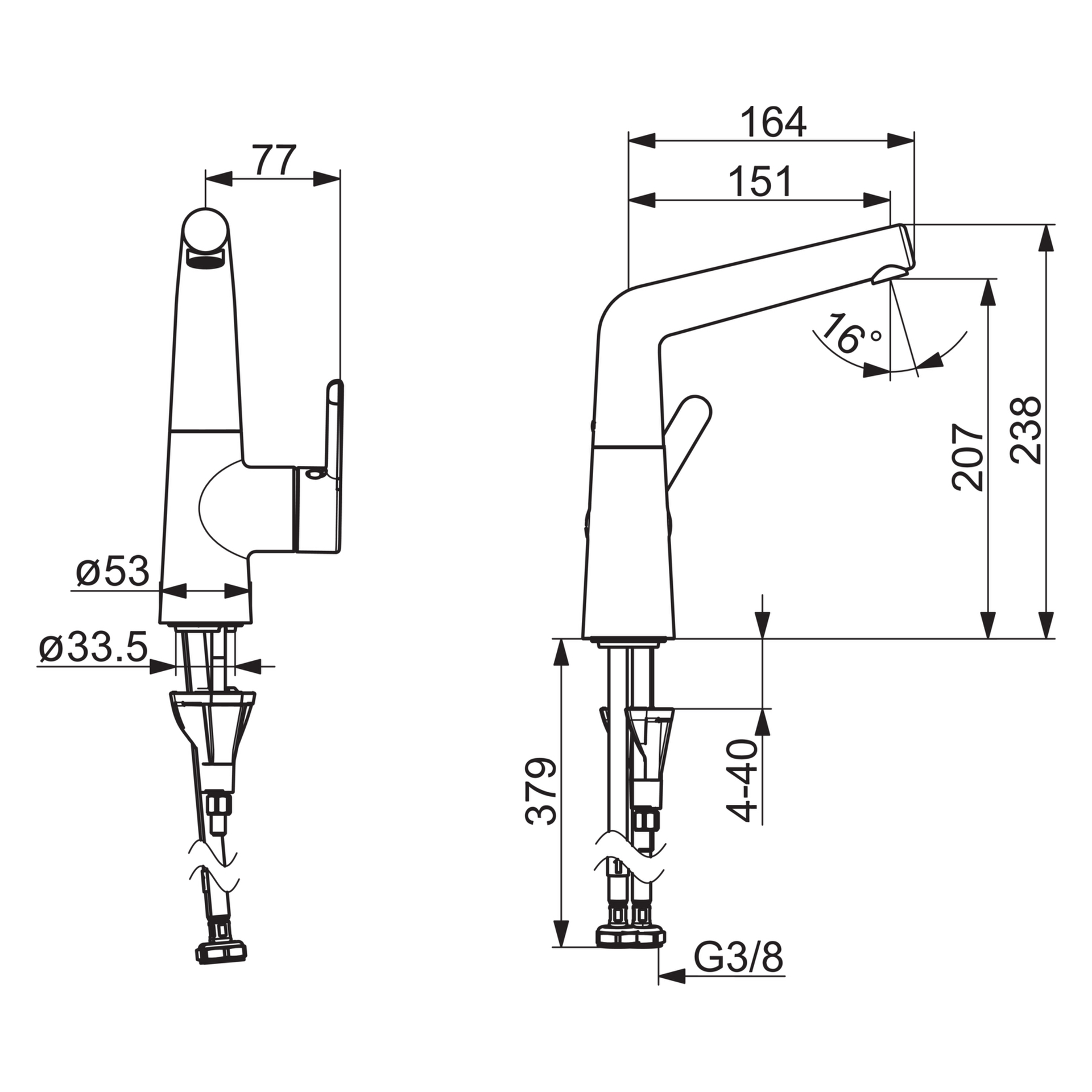 Einhand-Waschtischarmatur „Designo Style“ Ausladung 151 mm in Chrom Einhand-Waschtischarmatur „Designo Style“ Ausladung 151 mm in Chrom