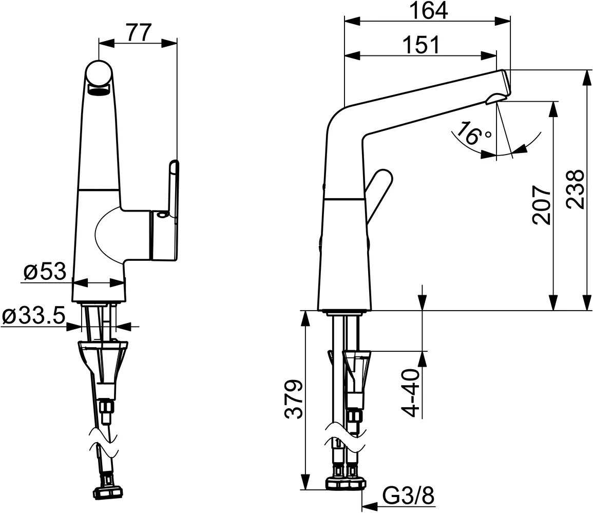 HansaDESIGNO Style Waschtischarmatur 5149 Ausladung 150 mm DN15 Chrom
