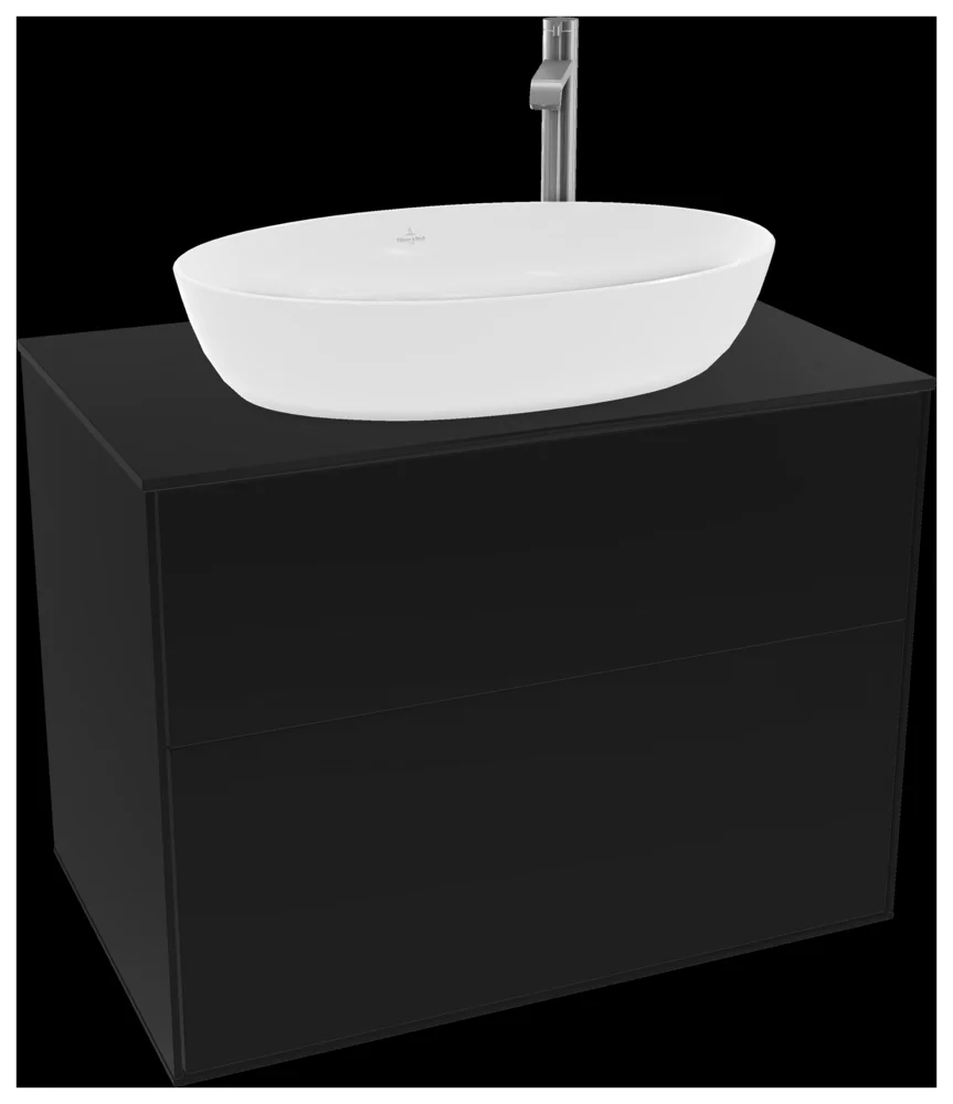 Villeroy & Boch Waschbeckenunterschrank Finion F87, 800x603x501 mm, Black Matt Lacquer, mit SoftClosing und Push-to-open Funktion