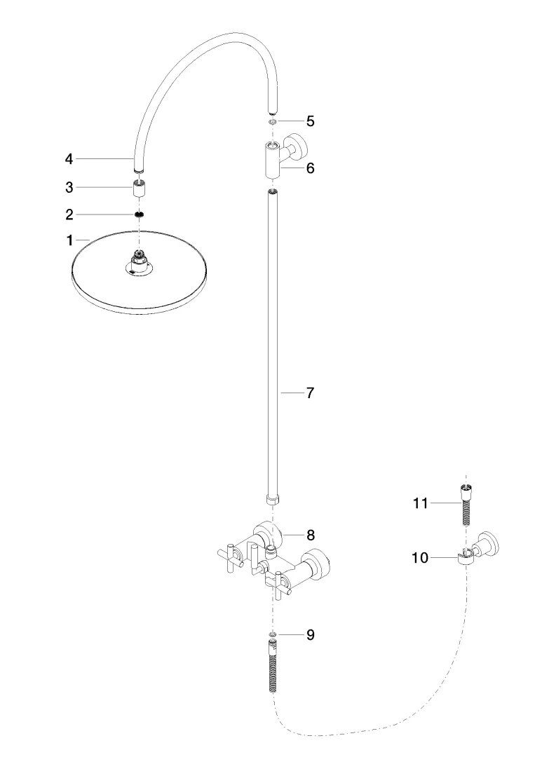 Dornbracht TARA Shower Pipe mit Brausebatterie ohne Handbrause 300 mm - Chrom Dornbracht TARA Shower Pipe mit Brausebatterie ohne Handbrause 300 mm - Chrom
