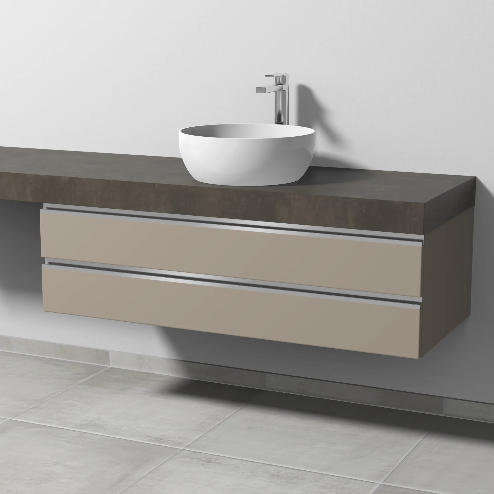 Sanipa Waschtischunterschrank „2morrow“ 1200 × 340 × 520 mm in Sandgrau (matt)