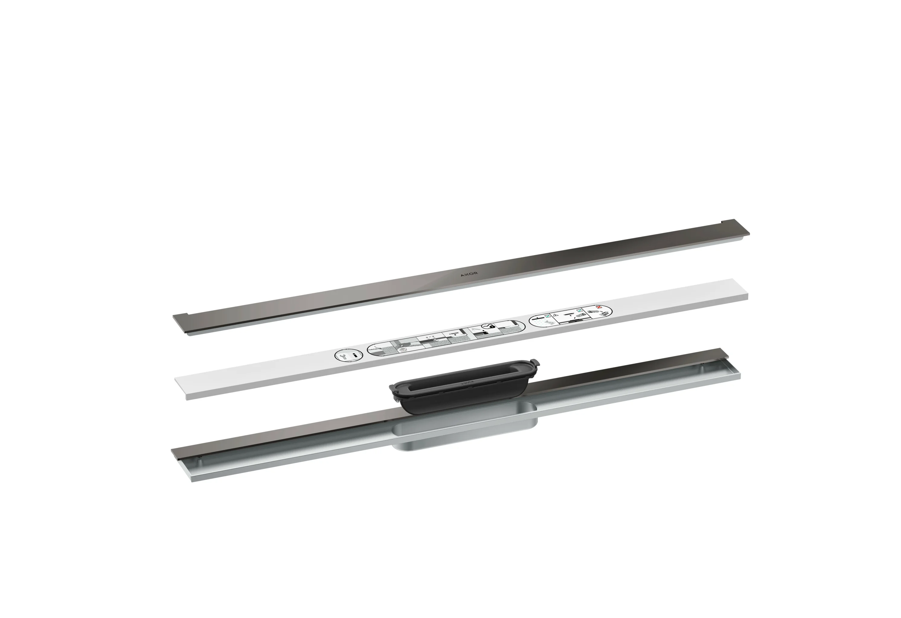 Hansgrohe AXOR Drain Fertigset Duschrinne 800 mm Polished Black Chrome wandangebunden