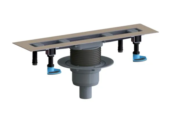 Dallmer Duschrinne CeraLine senkr. F, Edelstahl V2A, 1000 mm Länge, DN 50 Ablaufstutzen
