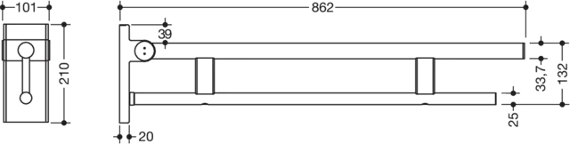 Stützklappgriff Duo, Design A des Systems 900, Edelstahl, PVD, Ausladung 850 mm, in Farbe CK (messing glänzend) Stützklappgriff Duo, Design A des Systems 900, Edelstahl, PVD, Ausladung 850 mm, in Farbe CK (messing glänzend)