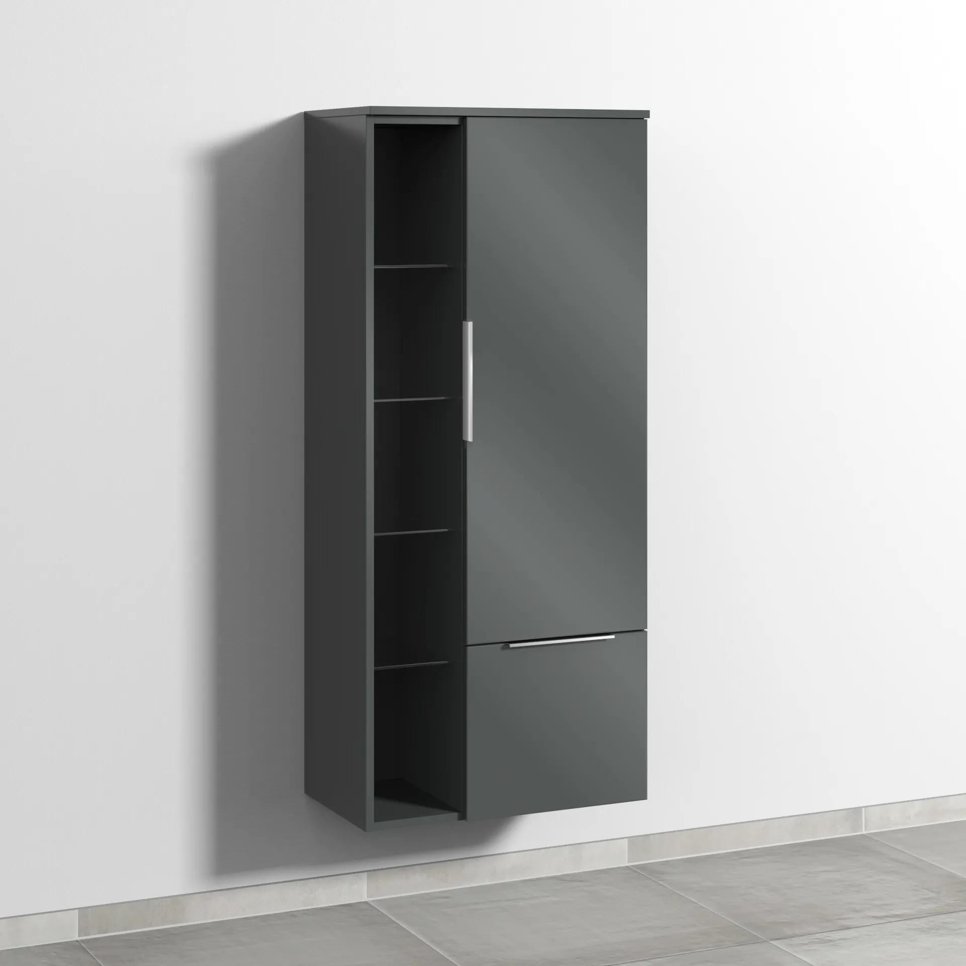 Sanipa Stauraumschrank „3way“ 600 × 1360 × 345 mm Anschlag rechts, in Anthrazit (glanz), Anschlag rechts