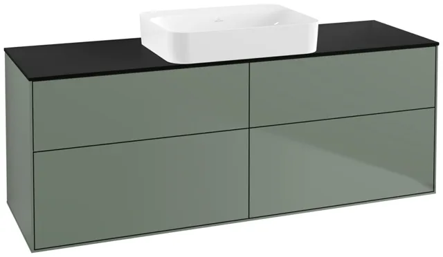 Villeroy & Boch Waschtischunterschrank „Finion“ für Schrankwaschtisch 1600 × 603 × 501 mm Olive Matt Lacquer, ohne Hahnlochbohrung, für Becken mittig