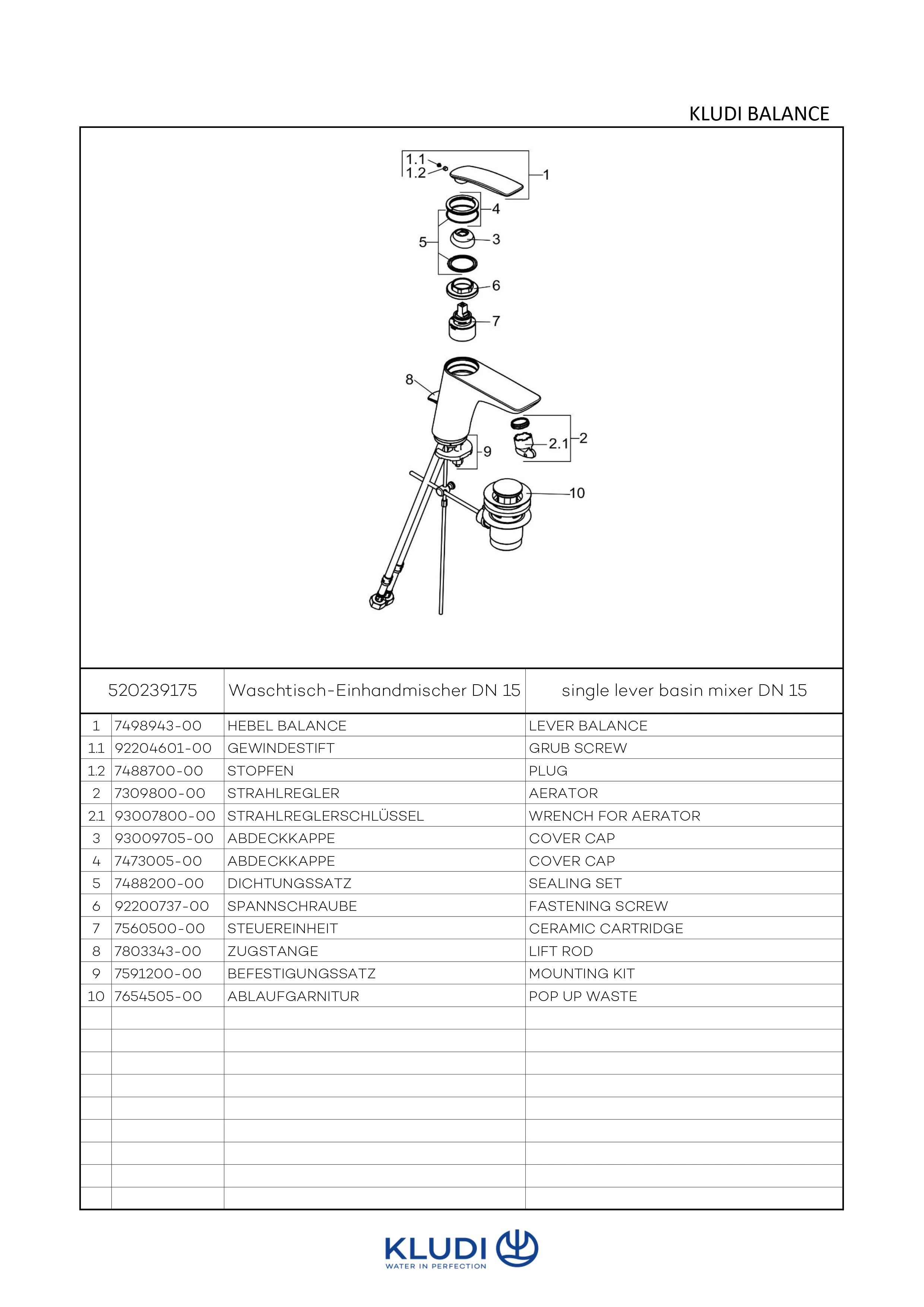BALANCE WaschtischEHM DN 15 mit Ablaufgarnitur weiß/chrom BALANCE WaschtischEHM DN 15 mit Ablaufgarnitur weiß/chrom