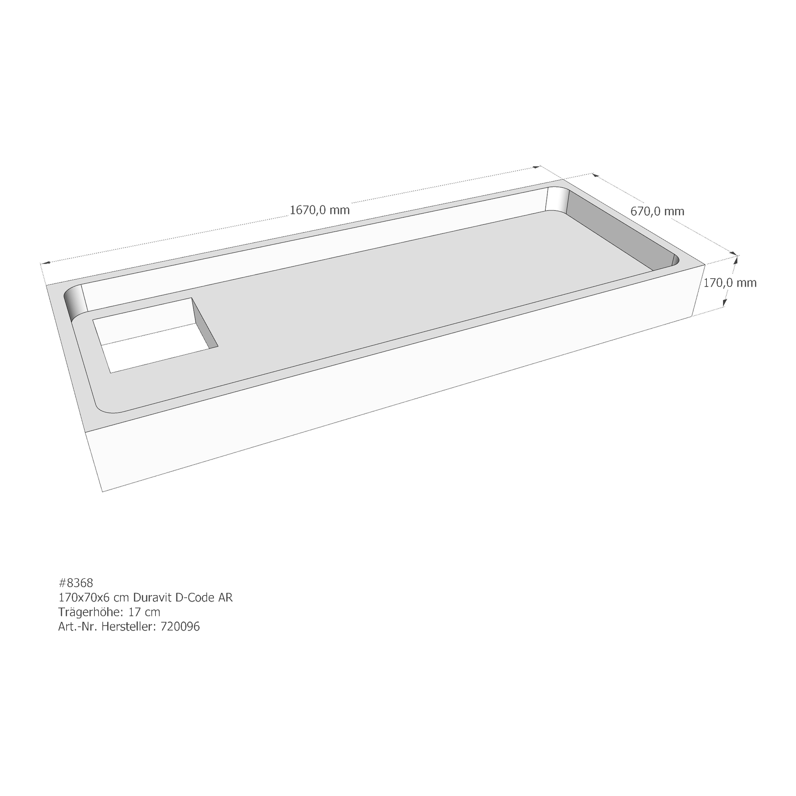 Duschwannenträger für Duravit D-Code 170 × 70 × 6 cm Duschwannenträger für Duravit D-Code 170 × 70 × 6 cm