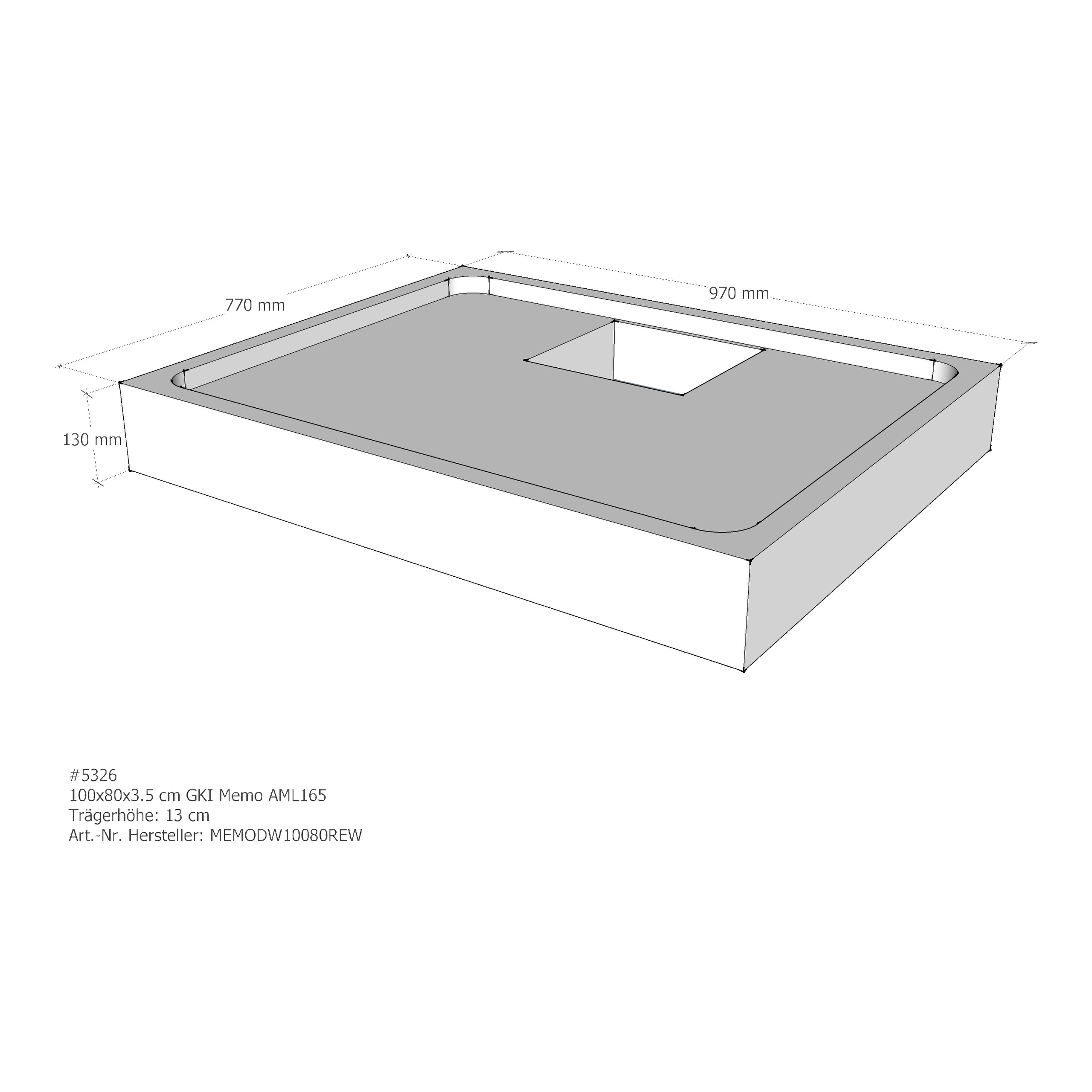 Duschwannenträger für GKI Memo 100 × 80 × 3,5 cm