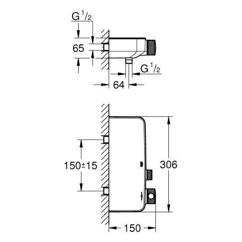 Grohe Thermostat-Brausebatterie Grohtherm SmartControl 102169 Wandmontage phantom black Grohe Thermostat-Brausebatterie Grohtherm SmartControl 102169 Wandmontage phantom black