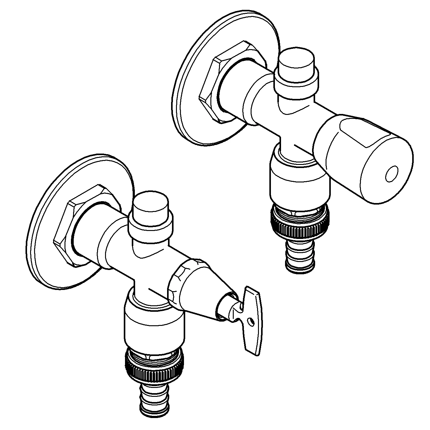 Außenwandventil-Bausatz Eurotec 41206, DN 15, Einbautiefe 170 - 500 mm, frostsicher, Sicherungseinrichtung Typ HD, Steckschlüssel- und Sanitärgriff, eigensicher, chrom