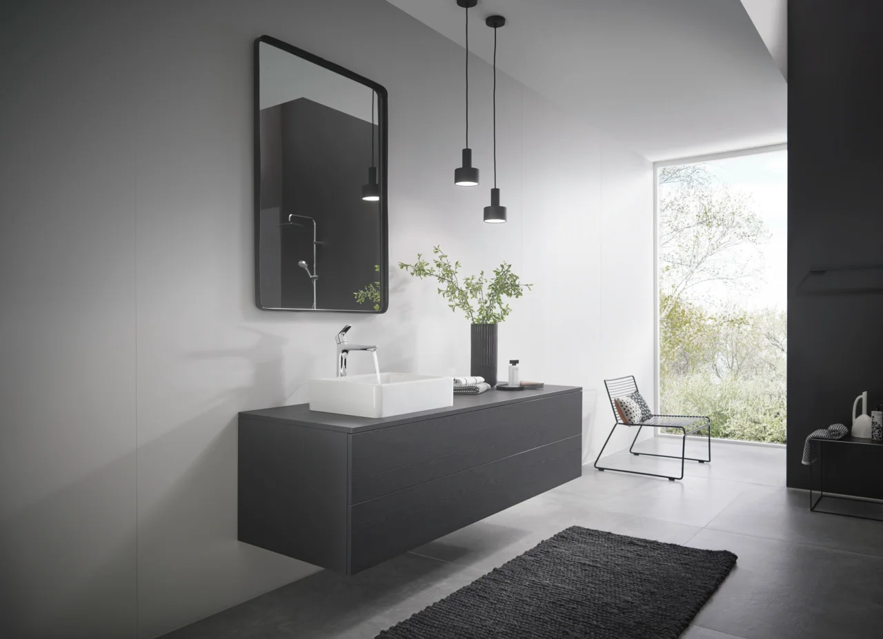 Hansgrohe Waschtischmischer Focus chrom, Einhebel-Waschtischmischer mit Zugstangen-Ablaufgarnitur, Ausladung 185 mm, Auslaufhöhe 231 mm