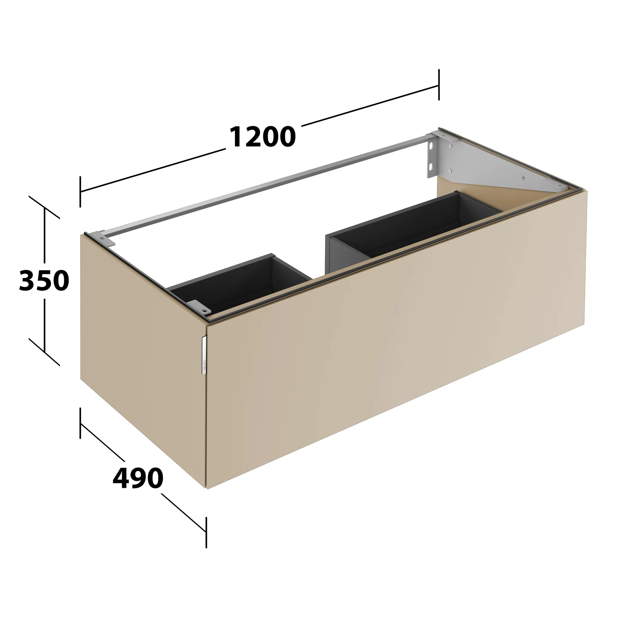 KEUCO Waschtischunterschrank mit Auszug „Edition 11 Art“ Sand (Lack, seidenmatt), Sand (Lack, seidenmatt), ohne Beleuchtung 1200 × 350 × 490 mm