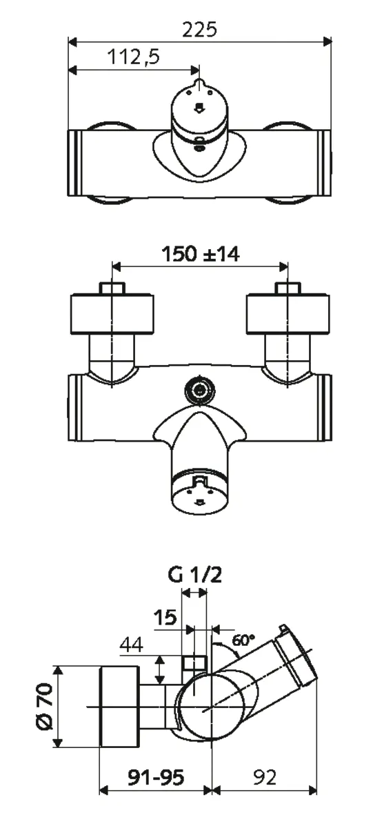 Aufputz-Duscharmatur VITUS VD-SC-M / o, Mischwasser, Selbstschluss-Aufputz-Duscharmatur, 2 RFV, Ventil zur Durchführung einer manuellen thermischen Desinfektion (gemäß DVGW Arbeitsblatt W 551), 2x DN 15 G 1/2 AG, DN 15 G 1/2 AG (oben), chrom Aufputz-Duscharmatur VITUS VD-SC-M / o, Mischwasser, Selbstschluss-Aufputz-Duscharmatur, 2 RFV, Ventil zur Durchführung einer manuellen thermischen Desinfektion (gemäß DVGW Arbeitsblatt W 551), 2x DN 15 G 1/2 AG, DN 15 G 1/2 AG (oben), chrom