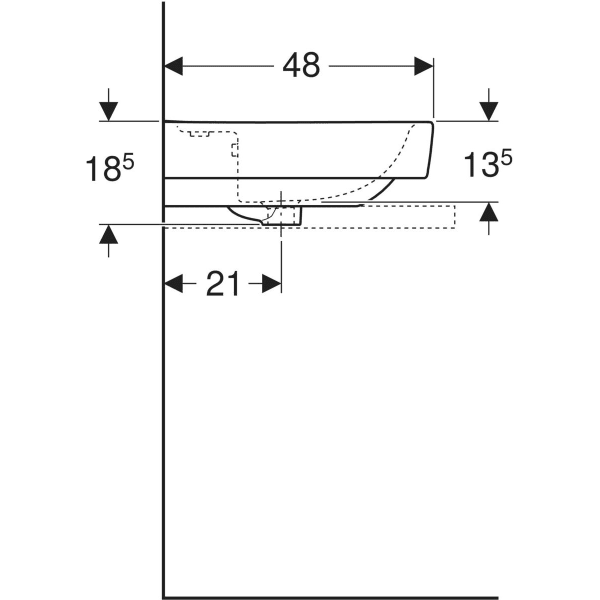 Aufsatzwaschtisch „Renova Plan“, rechteckig 100 × 48 cm in weiß alpin