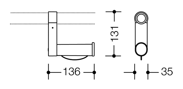 HEWI Toilettenpapierhalter „Serie 805 Classic“ 3,9 × 13,6 × 13,1 cm