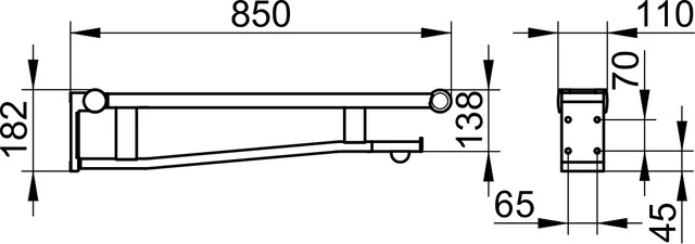 Plan Care 34903171838 Stützklappgriff WC Ausf.rechts mit Funk-WC-Spülauslösung 850 mm silber-eloxiert/lichtgrau