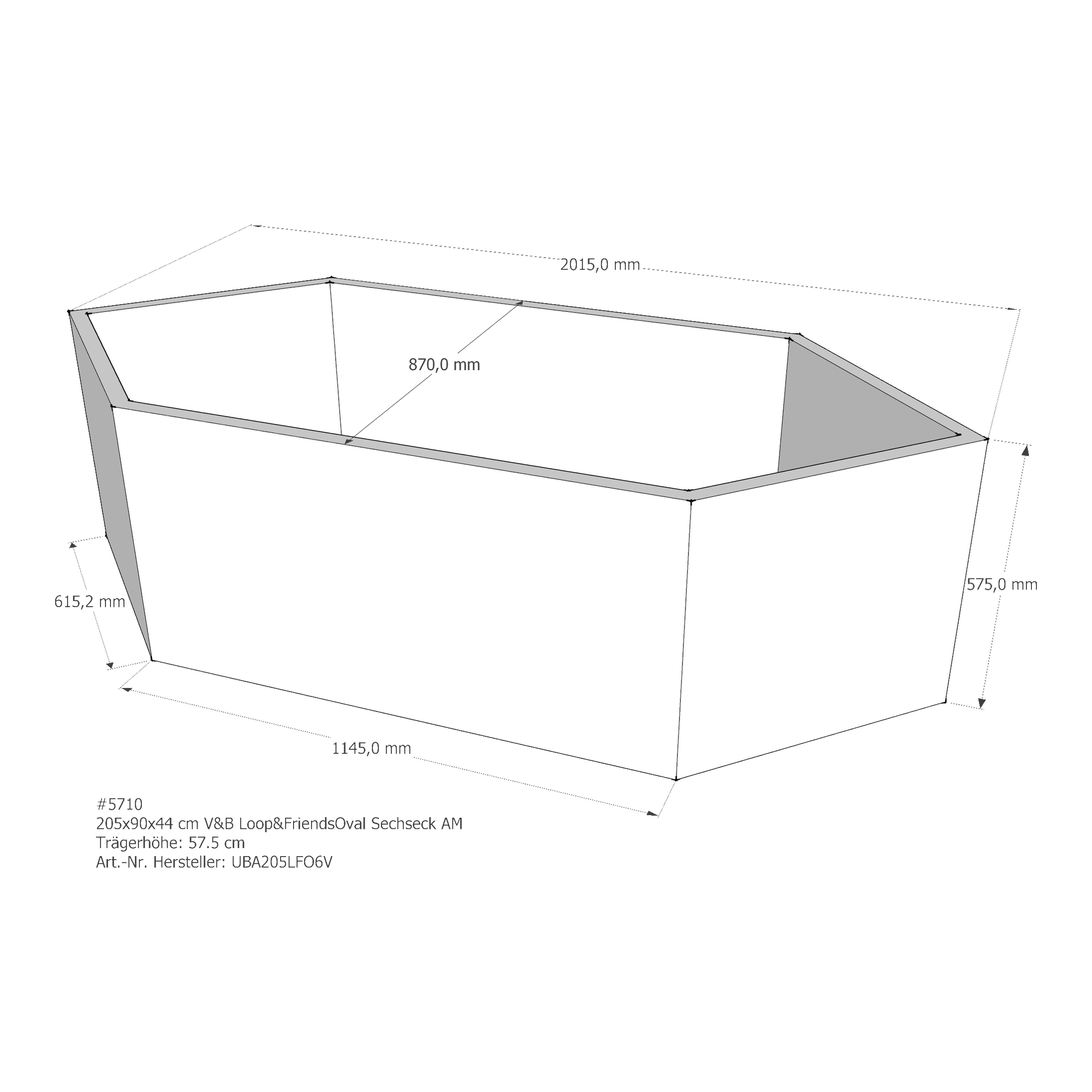 Badewannenträger für Villeroy & Boch Loop&amp;Friends Oval 205 × 90 × 44 cm