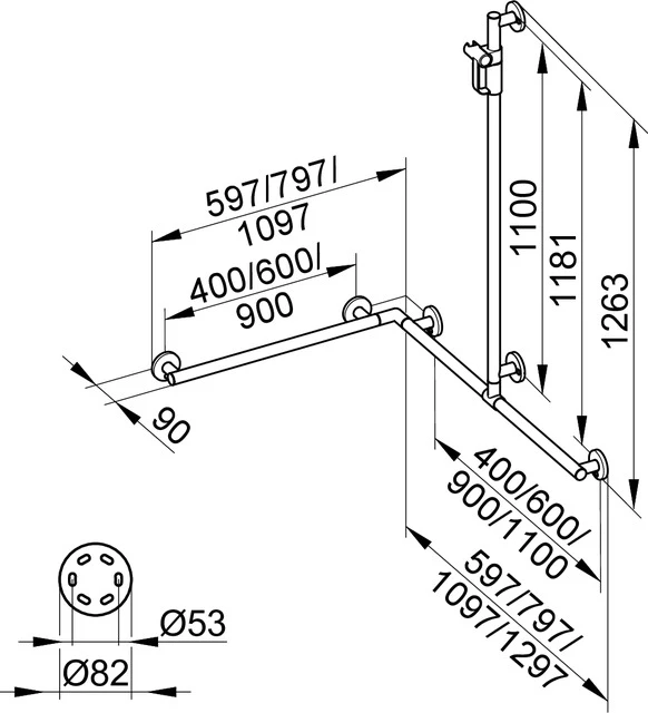 KEUCO Duschhandlauf mit Brausestange „Plan Care“ 797 × 797 × 1263 mm Ausführung in Silber (eloxiert) KEUCO Duschhandlauf mit Brausestange „Plan Care“ 797 × 797 × 1263 mm Ausführung in Silber (eloxiert)