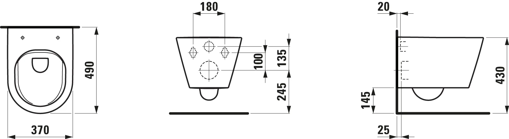 Tiefspül-WC wandhängend Kartell • 490x370 spülrandlos Ausführung kurz weiß