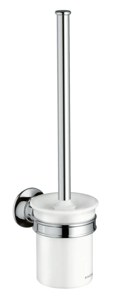 Hansgrohe AXOR Montreux WC-Bürstenhalter Wandmontage Chrom, herausnehmbarer Porzellaneinsatz, Bohrabstand 35 mm, Bohrloch-Durchmesser 6 mm
