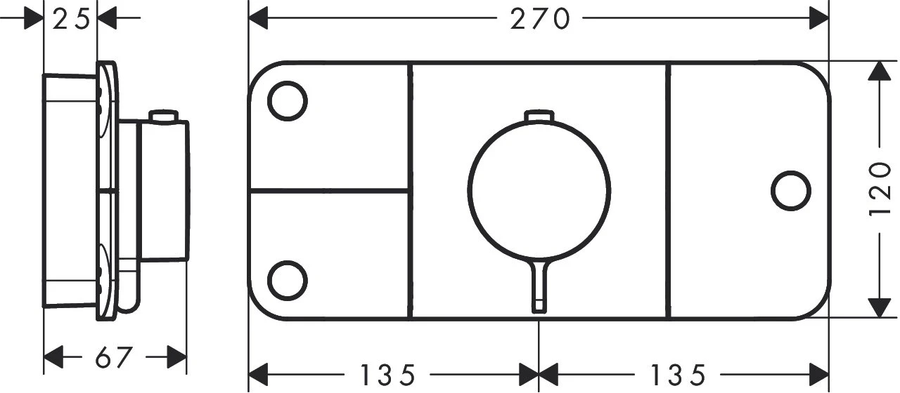 Thermostat UP Axor One Fertigset 3 Verbraucher chrom