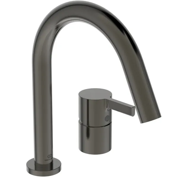 Ideal Standard Joy Armaturen JOY Atelier Collections Joy Arm 4-Loch Wannenrandarmatur mit Auslauf Stab-Handbrause Umsteller Magnetic Grey