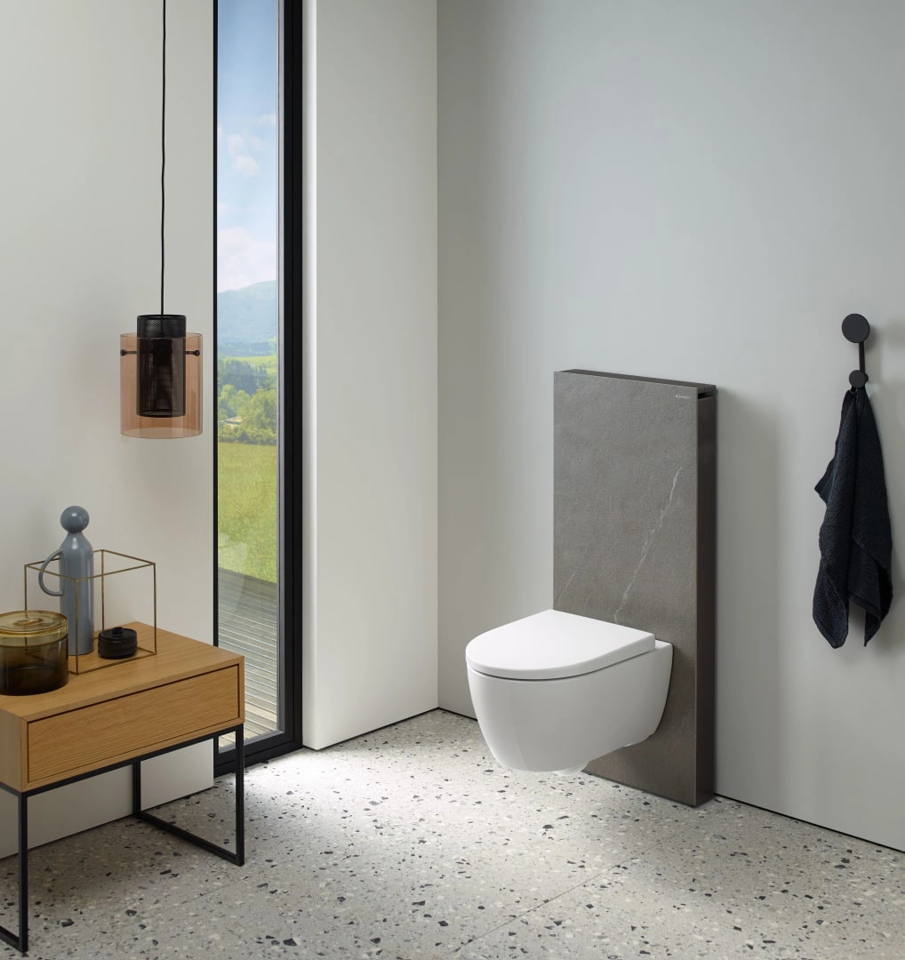 Monolith Sanitärmodul für Wand-WC, 114 cm, Frontverkleidung aus Steinzeug: Steinzeug Schieferoptik, Aluminium schwarzchrom Monolith Sanitärmodul für Wand-WC, 114 cm, Frontverkleidung aus Steinzeug: Steinzeug Schieferoptik, Aluminium schwarzchrom