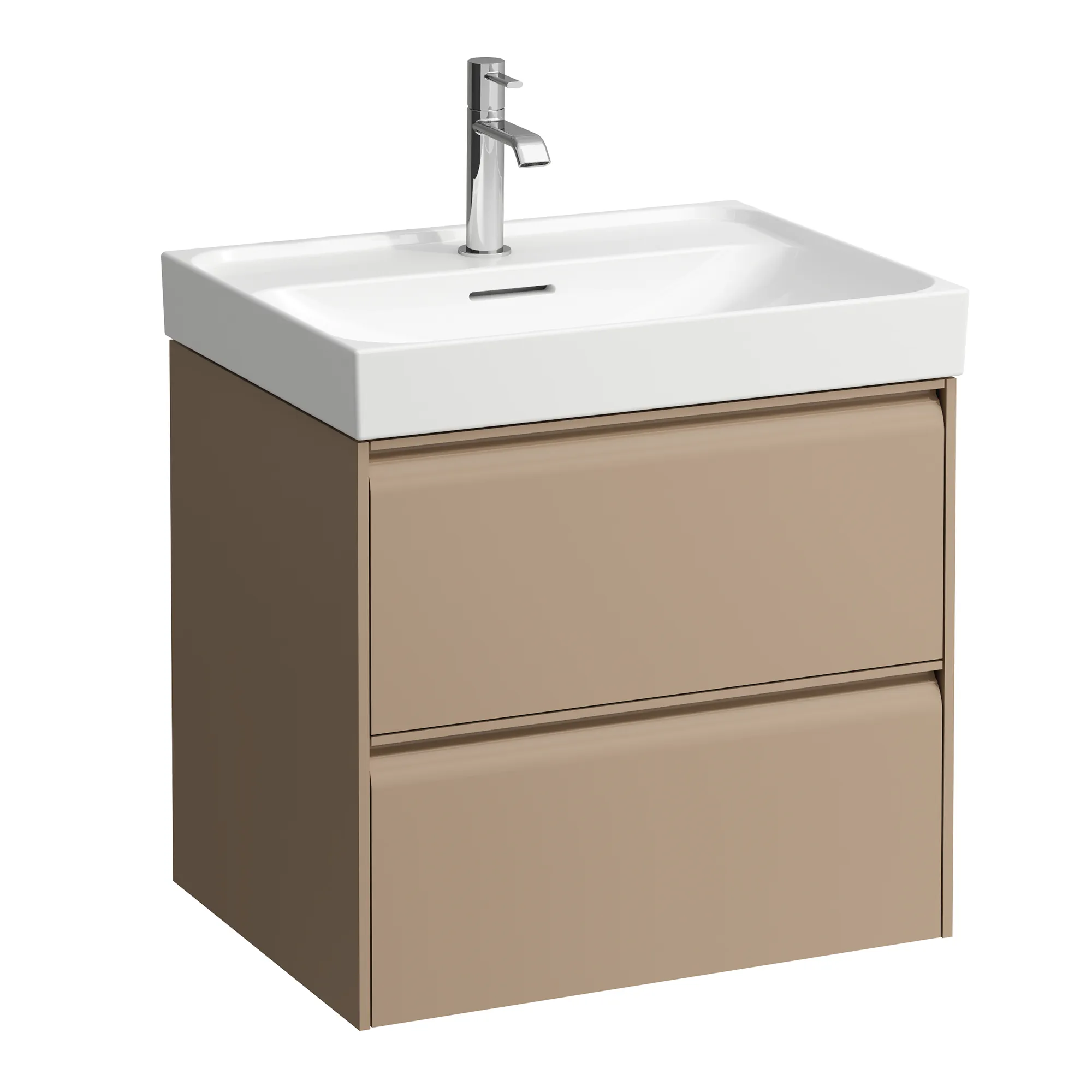 Waschtischunterbau, MEDA, 448x584x515, mit 2 Schubladen, 1 Ordnungssystem, integrierte Griffleiste, Vollauszug und Soft-Close, für Waschtisch MEDA H810113 (60 cm), weiß matt Waschtischunterbau, MEDA, 448x584x515, mit 2 Schubladen, 1 Ordnungssystem, integrierte Griffleiste, Vollauszug und Soft-Close, für Waschtisch MEDA H810113 (60 cm), weiß matt