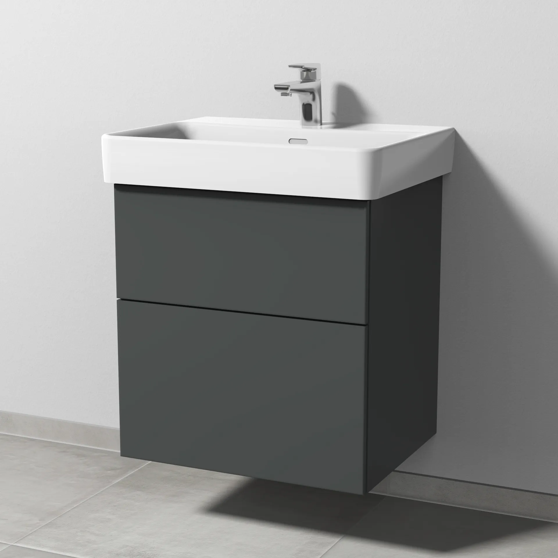 Sanipa Waschtischunterschrank „3way“ passend zu Keramik-Waschtische Pro S von Laufen 550 × 593 × 437 mm in Anthrazit (matt), Becken mittig