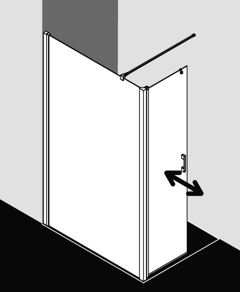 Kermi Duschabtrennung Walk-In WALK-IN Wall mit beweglichem Flügel links „LIGA“ 185 cm Profile Silber Mattglanz,