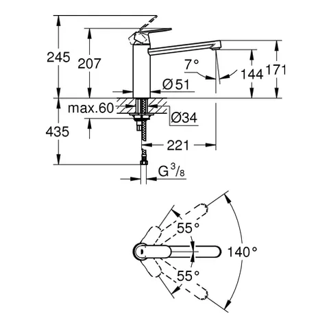 Grohe Eurosmart Cosmopolitan Einhand-Spültischbatterie, mittelhoher Auslauf, Einlochmontage, chrom Grohe Eurosmart Cosmopolitan Einhand-Spültischbatterie, mittelhoher Auslauf, Einlochmontage, chrom