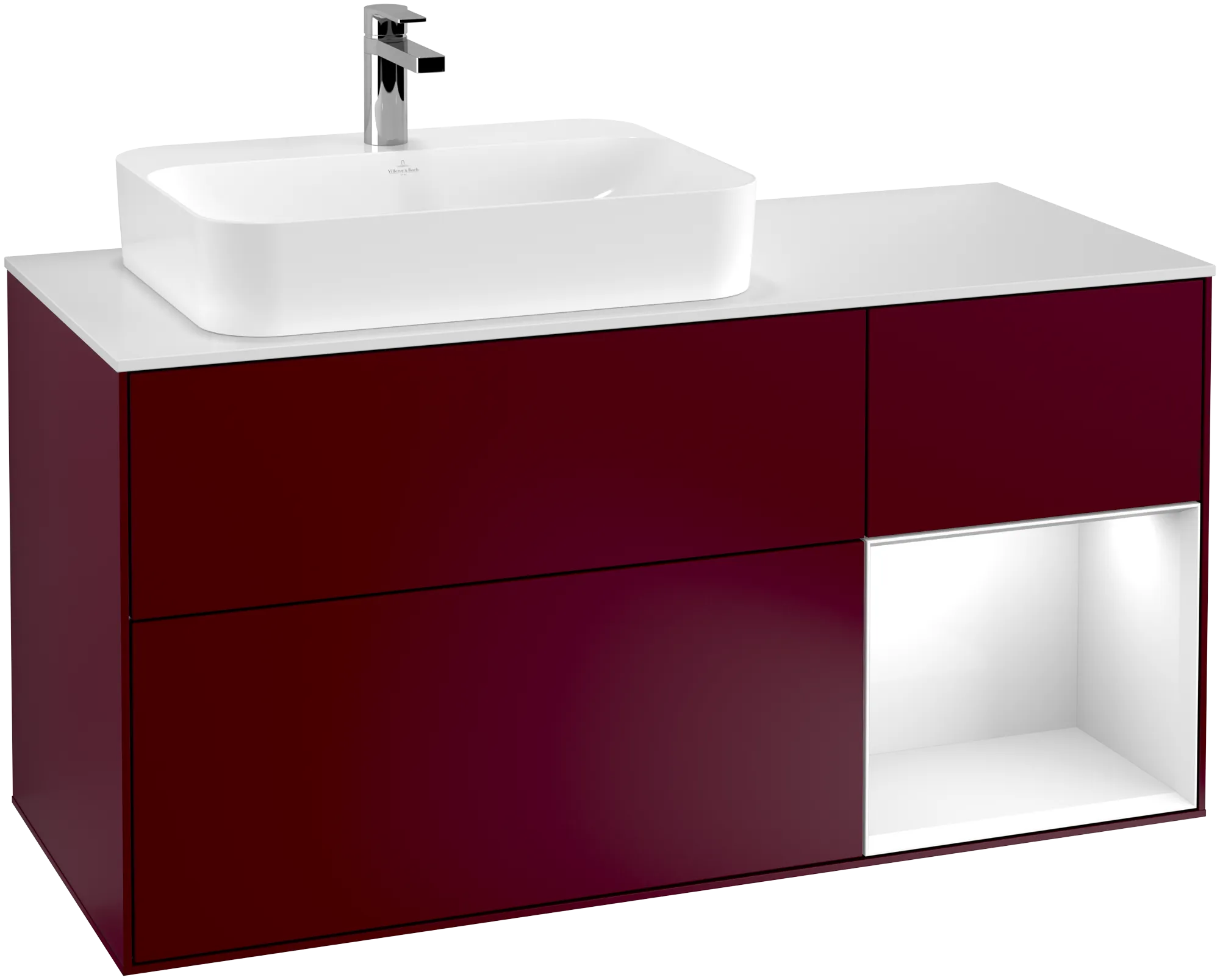 Villeroy & Boch Waschtischunterschrank „Finion“ für Schrankwaschtisch 1200 × 603 × 501 mm Peony Matt Lacquer, für Becken links Villeroy & Boch Waschtischunterschrank „Finion“ für Schrankwaschtisch 1200 × 603 × 501 mm Peony Matt Lacquer, für Becken links