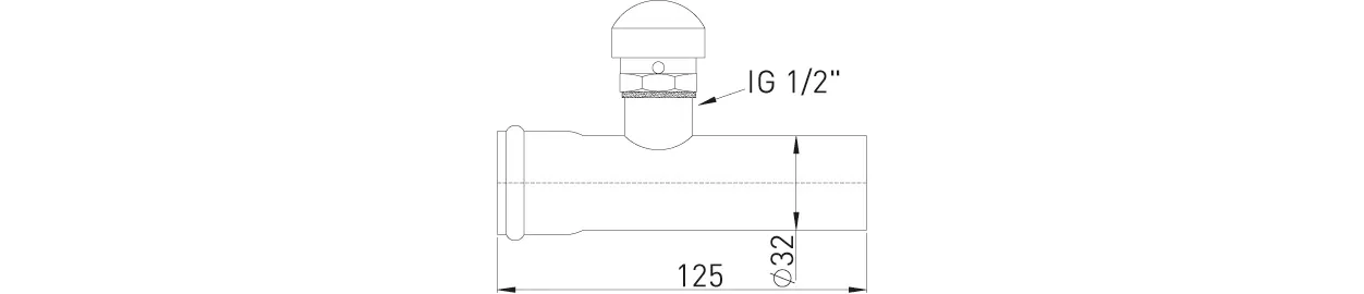 Verlängerungsrohr Messing vc 32 x 125 mm mit Rohrbelüfter