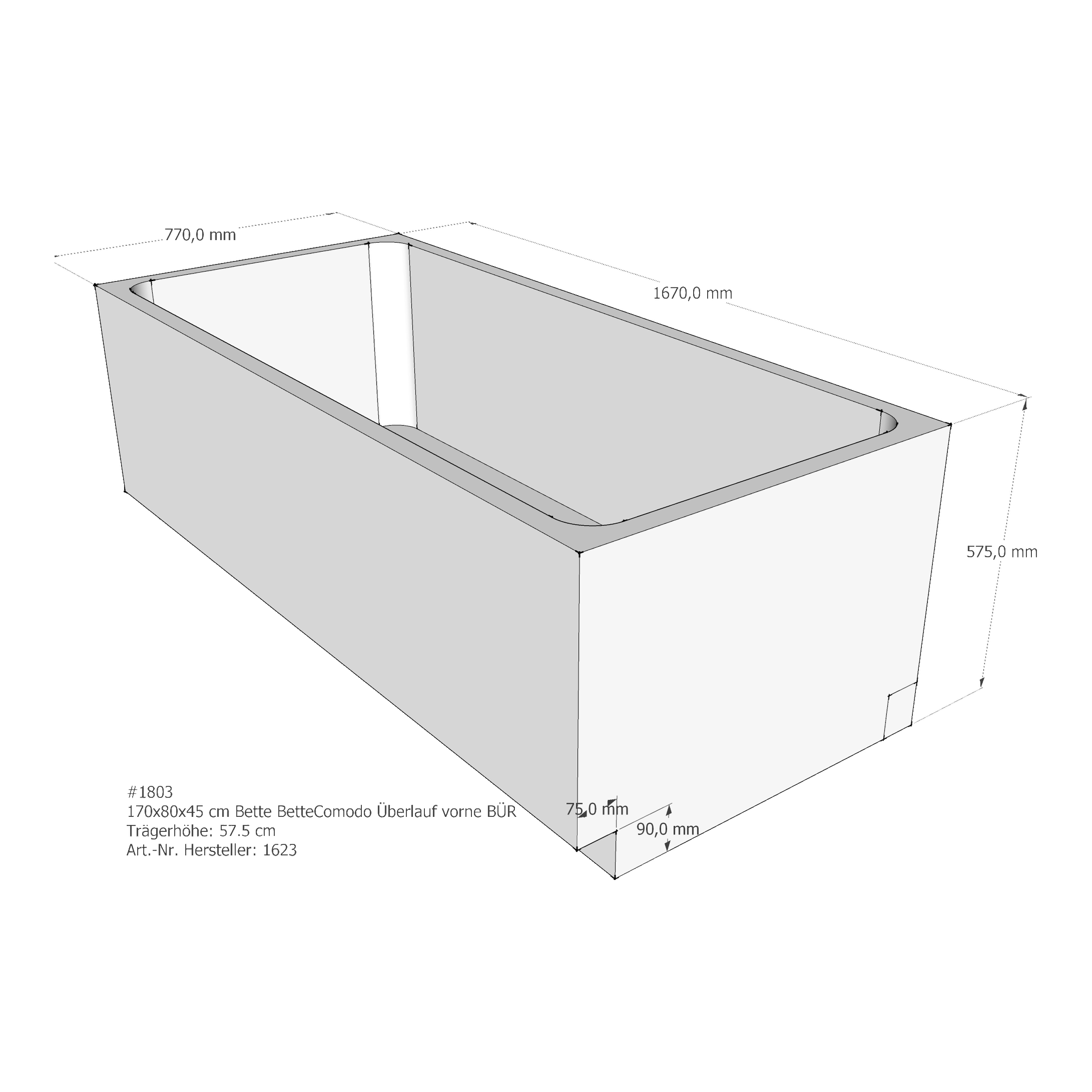 Badewannenträger für Bette Comodo 170 × 80 × 45 cm Breite: 80 cm / Länge: 170 cm Badewannenträger für Bette Comodo 170 × 80 × 45 cm Breite: 80 cm / Länge: 170 cm